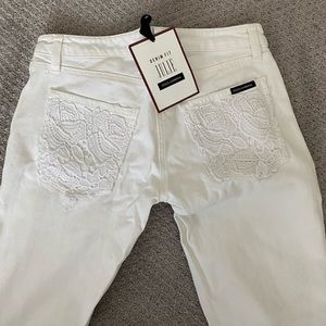 DOLCE&GABBANA lace detailed white skinny jeans 38